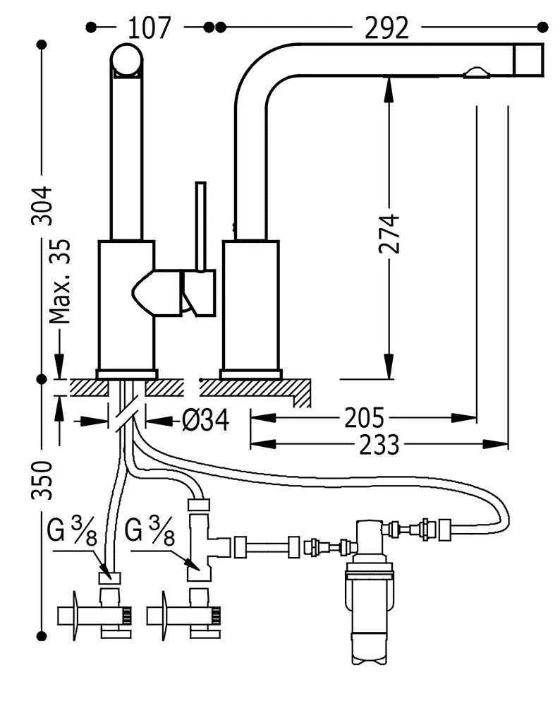 Змішувач на кухню Tres (під фільтр) 162453