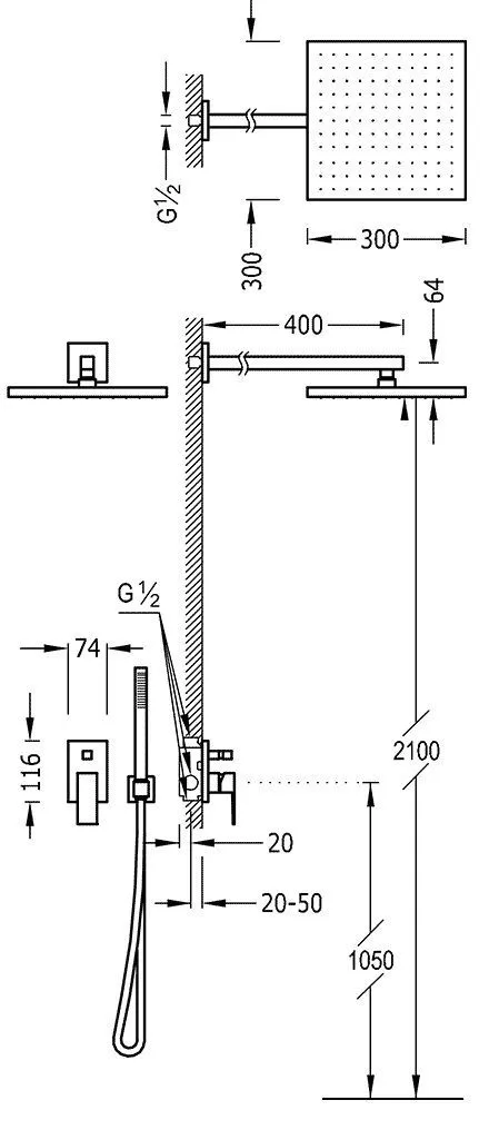 Душевая система Tres 106980 00698002OR