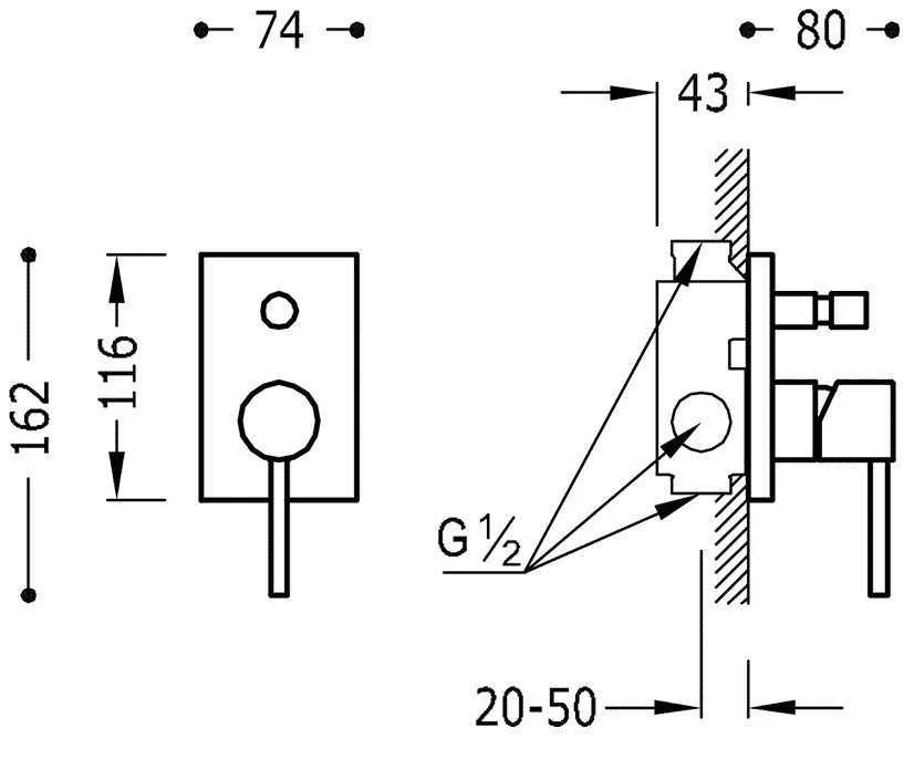 Змішувач для душа і ванни Tres Max