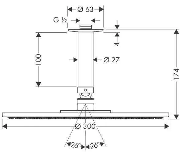 Верхній душ Hansgrohe Raindance S ?300 1jet 26600000