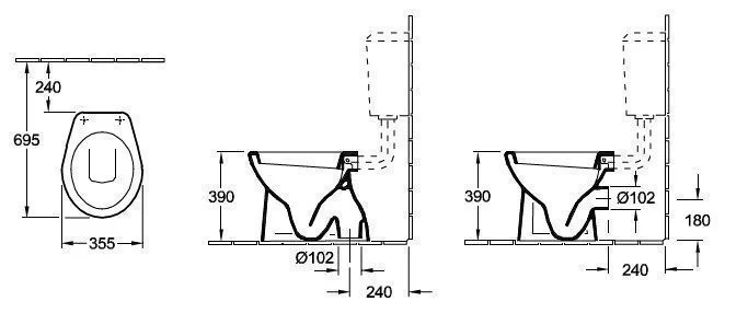 Унитаз напольный Villeroy and Boch O. Novo (без смывного края) 76181001