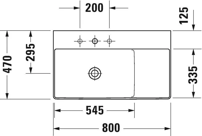Умывальник Duravit DuraSquarе (ассиметричный) 2348800040