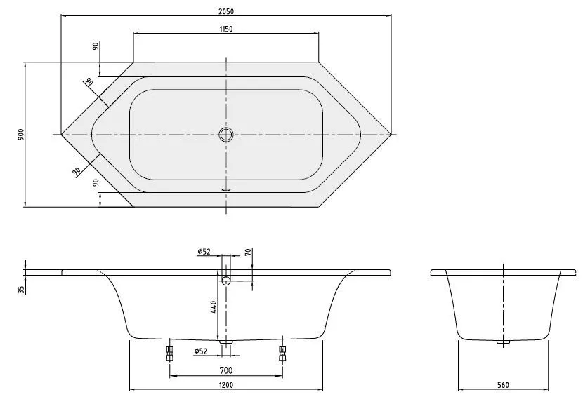 Ванна Villeroy and Boch Loop&Friends UBA205LFS6V-96