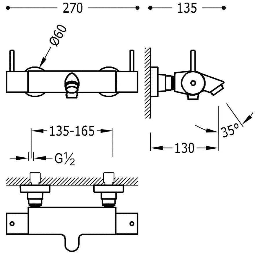 Набор: Термостат для ванны с душевым набором Tres Loft