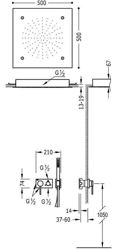 Душевая система Tres 3V 21027302
