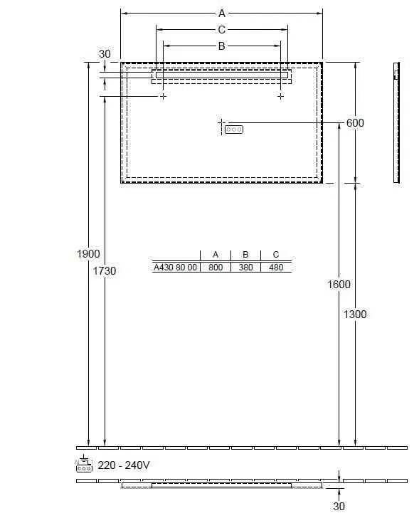 Дзеркало More to see one Villeroy & Boch A430A500