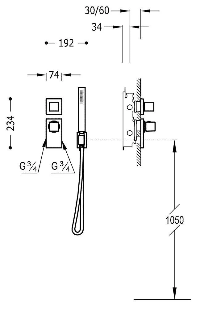 Термостат и душевой набор Tres Block System 20625291
