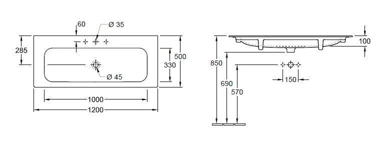 Умывальник подвесной Finion Villeroy & Boch 4164C5R2