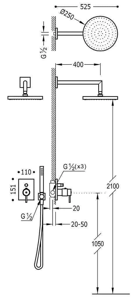 Душевая система Tres 09096020