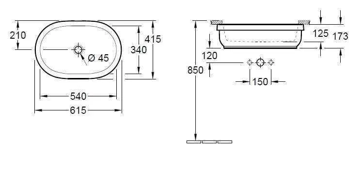 Раковина вбудована під стільницю Villeroy and Boch Architectura 41766101