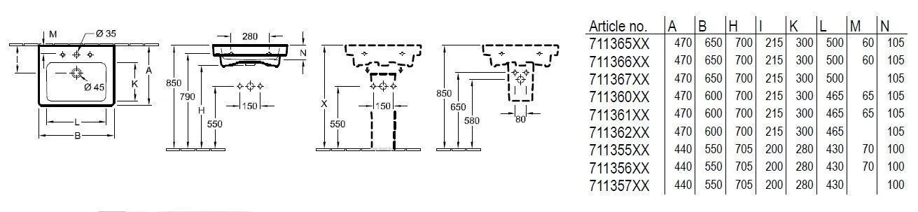Подвесной умывальник Villeroy and Boch Subway 2.0 711356R1