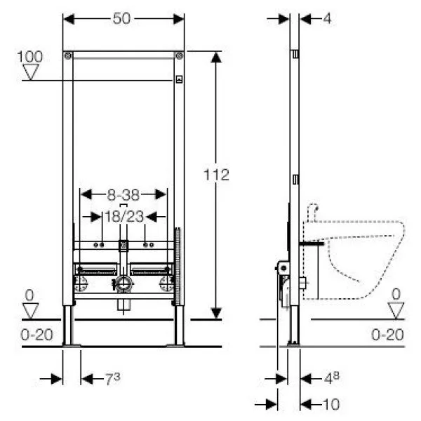 Инсталляция для биде Geberit Duofix H112 111.520.00.1