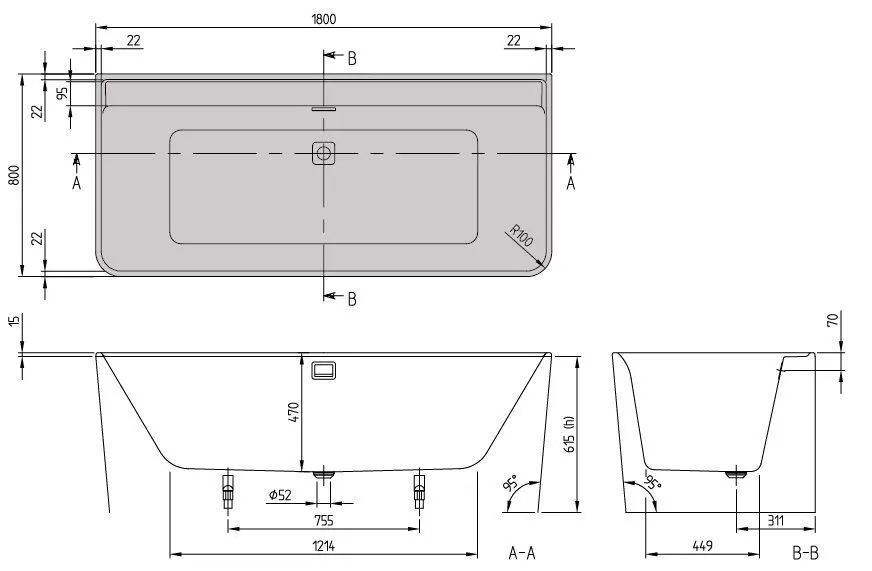 Пристенная ванна Villeroy&Boch Collaro UBA180COR9CS00VD96
