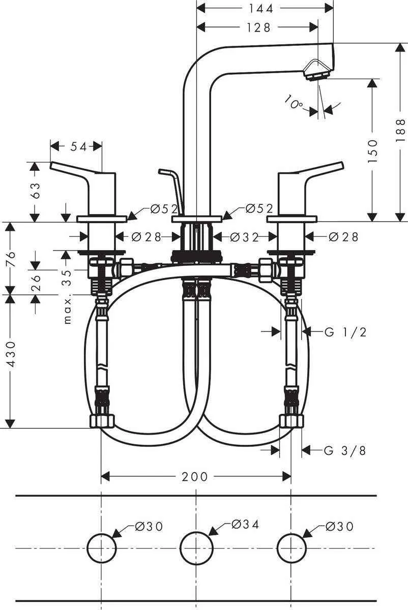 Змішувач для умивальника Hansgrohe Talis 72130000