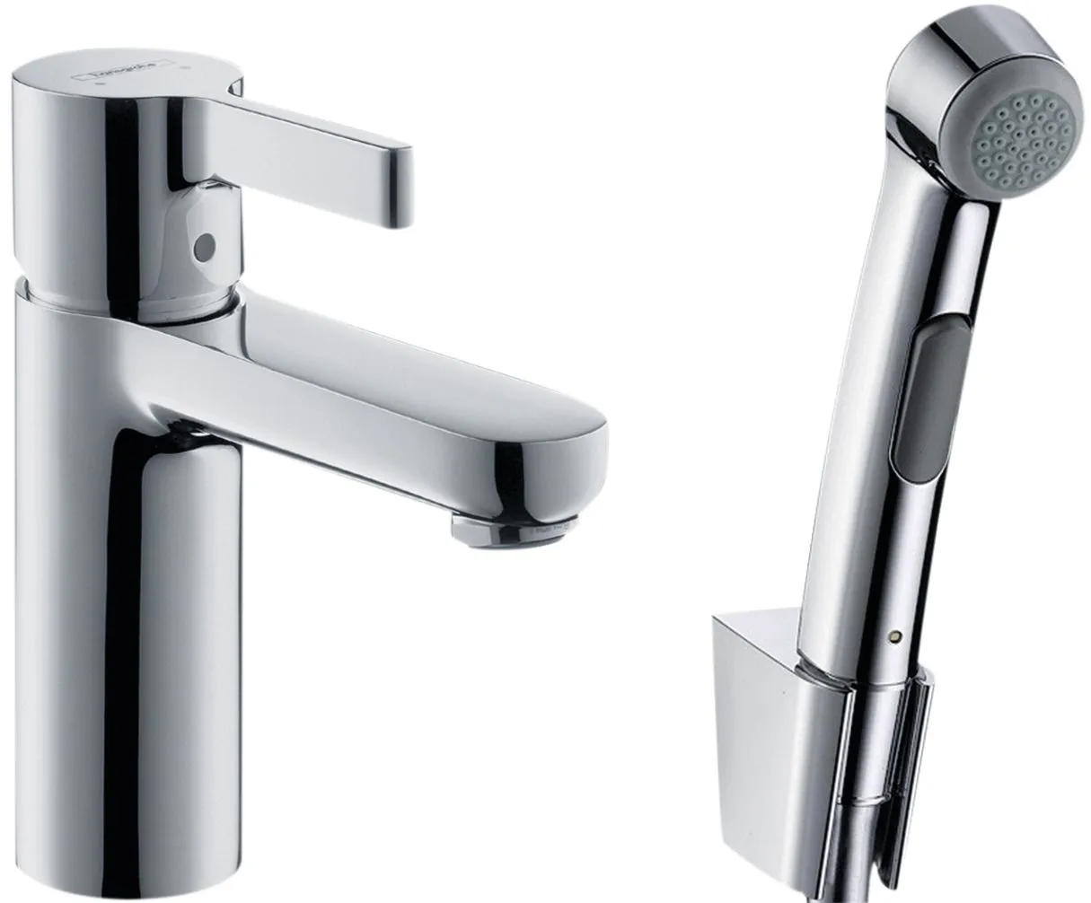 Смеситель на умывальник с гигиеническим душем Hansgrohe Metris S 31160000