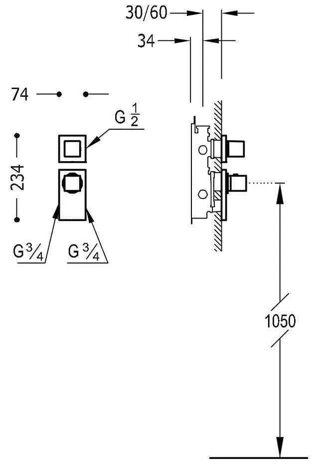 Термостат для душа Tres Block System 20625199OR