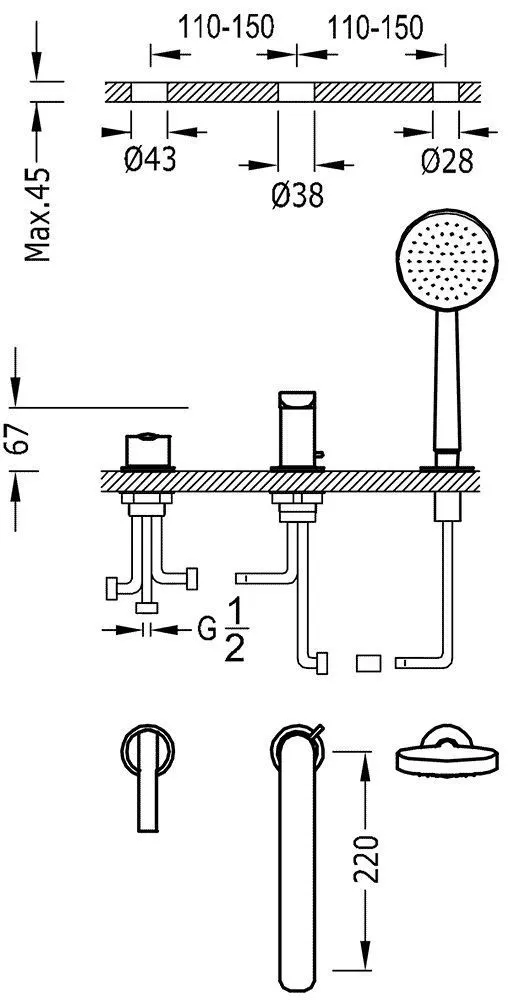 Смесители для ванны Tres Lex 8116103