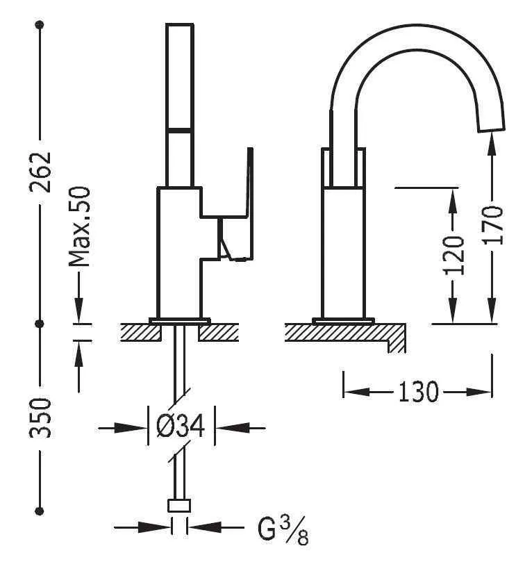 Змішувач на раковину Tres Cuadro 00660502OM