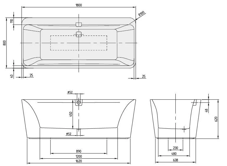 Ванна Villeroy&Boch Squaro Edge 12 UBQ180SQE9T2BCV-96
