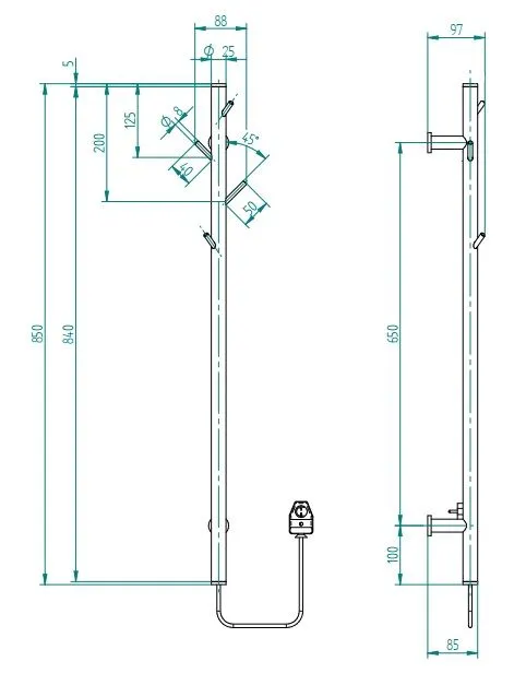 Полотенцесушитель TUBIE-85C34, 850мм, белый матовый
