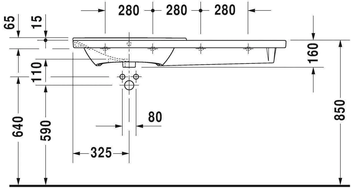 Умивальник Duravit P3 Comforts (асиметричний) 2333120060