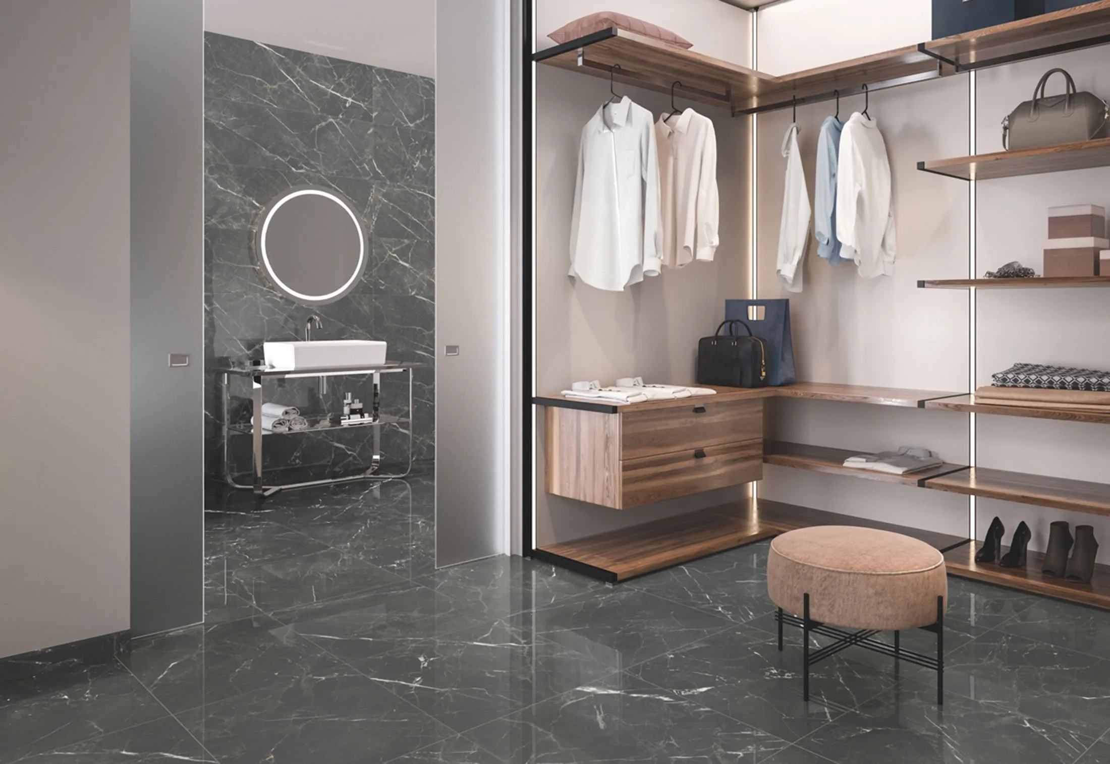 Плитка напольная 60.5x120.5 MarmoChic Dark illusion Pol ( Villeroy&Boch)