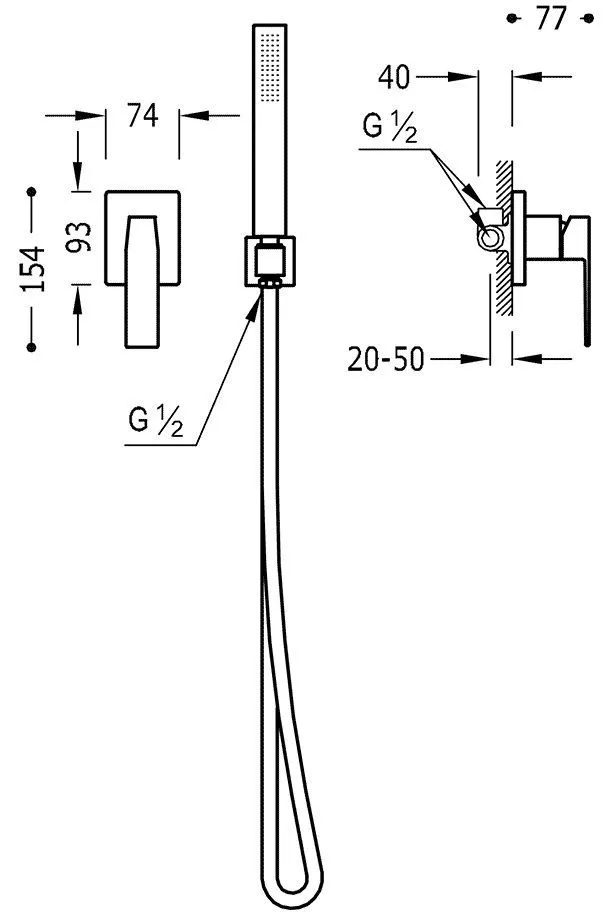 Набор: смеситель с душевым набором Tres Slim