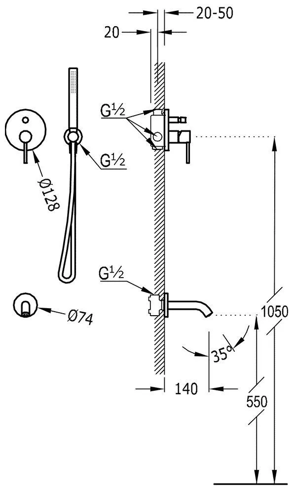 Смесители с душевым набором Tres Study 26218003AC