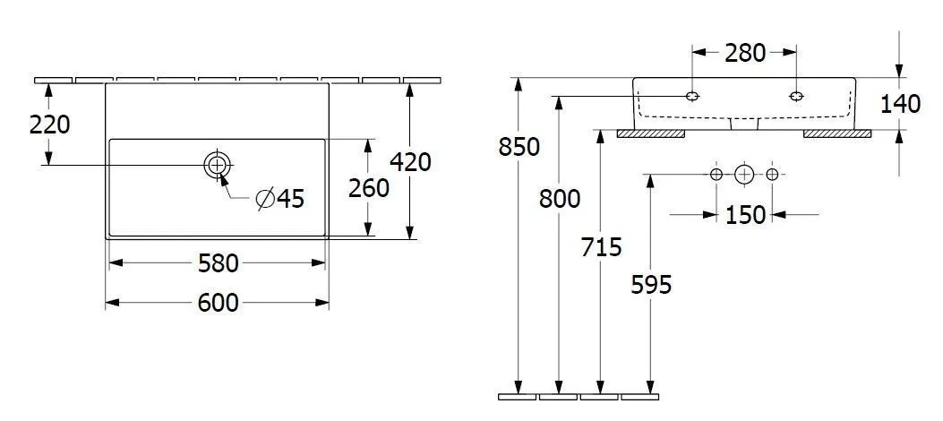 Раковина на столешницу Villeroy and Boch Memento 2.0 4A226Fi4