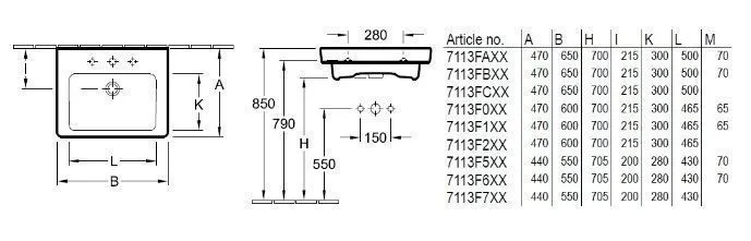 Подвесной умывальник Villeroy and Boch Subway 2.0 7113F1R1