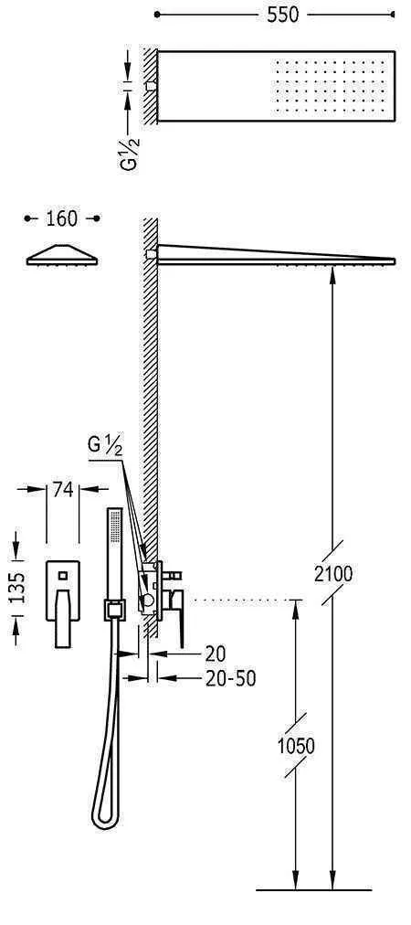 Душова система Tres Slim 20218003OM
