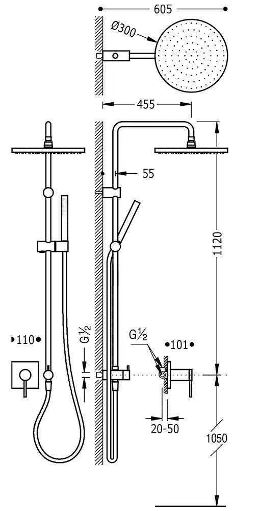 Душевая система Tres Mono-Term 06218008