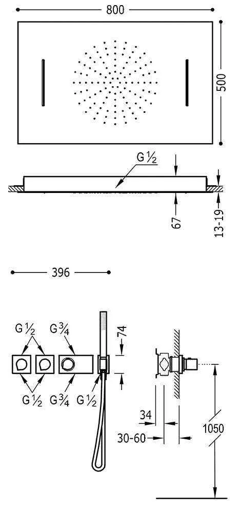 Душевая система Tres Block System 20735403