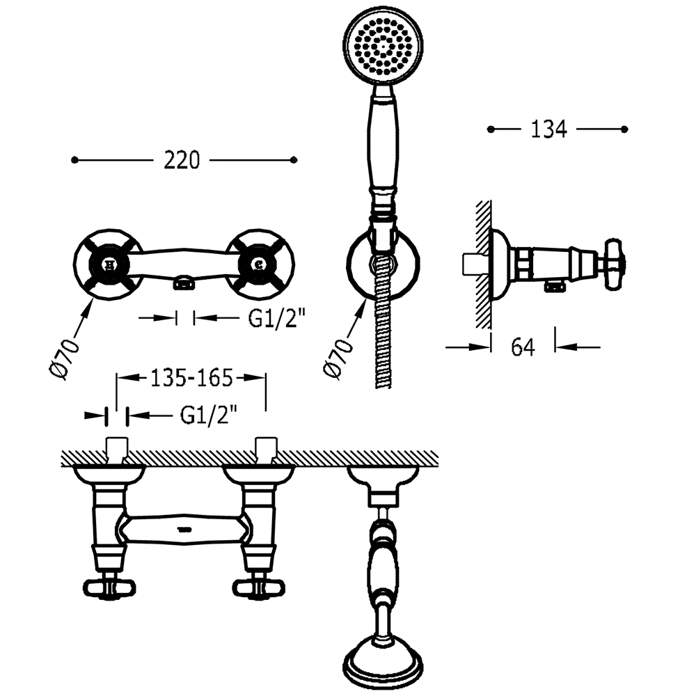 Наборы: Смесители для душа с душевыми наборами Tres Clasic 24216301
