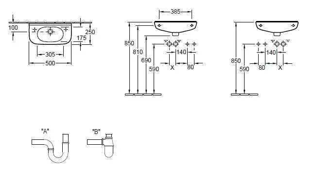 Підвісний умивальник лівосторонній Villeroy and Boch O. Novo 53615401