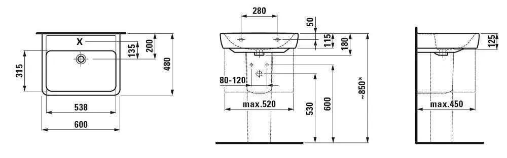 Умивальник Laufen Pro A H8189520001091