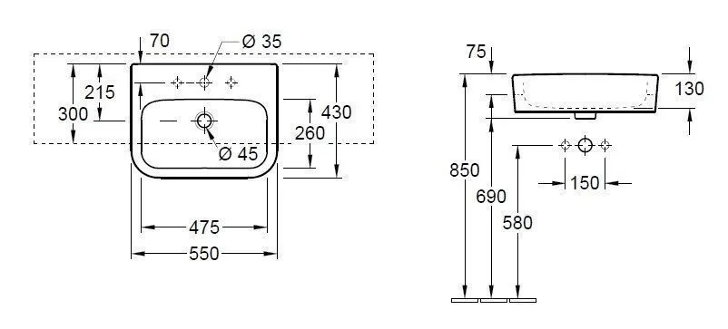 Полувстраиваемая раковина Villeroy and Boch Architectura 419056R1