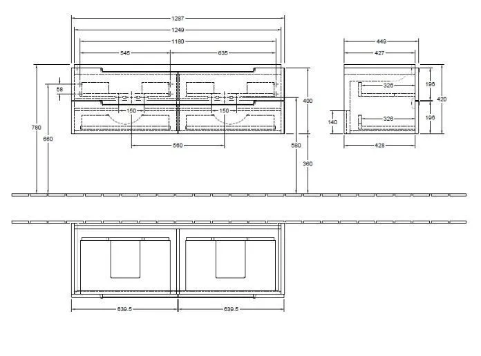 Тумба для умывальника Subway 2.0 Villeroy and Boch A699Y10FP