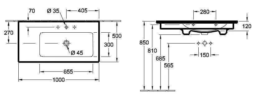 Підвісний умивальник Villeroy and Boch Venticello(правосторонняя) 4134R201