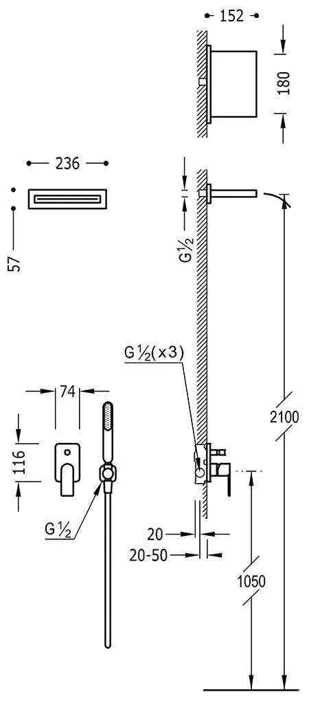 Душевая система Tres Loft 20018004