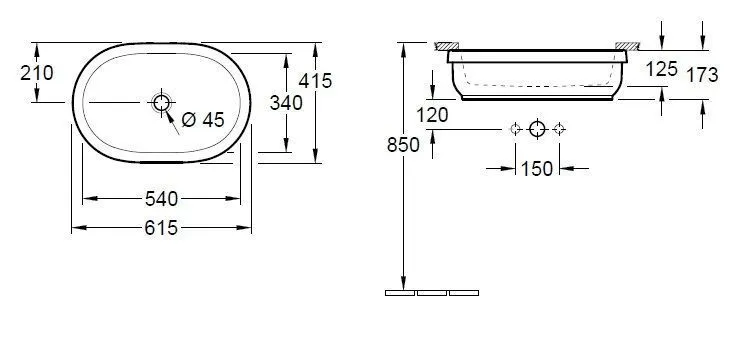 Раковина встраиваемая под столешницу Villeroy and Boch Architectura 41766101