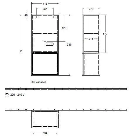 Шкаф боковой для ванной комнаты Finion Villeroy and Boch (правосторонний) F550GFPD