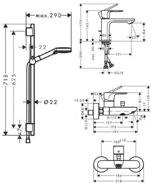 Rebris S Набор смесителей для ванной