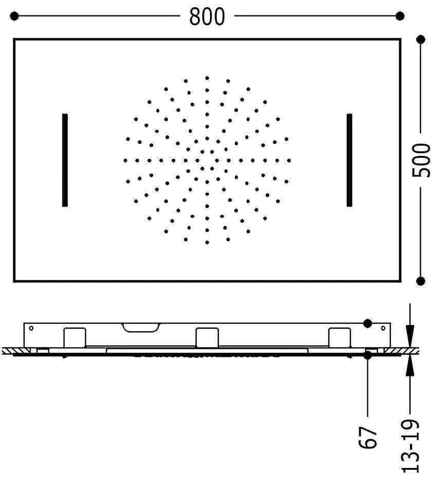 Верхній душ Tres  2 800Х500 29996601AC