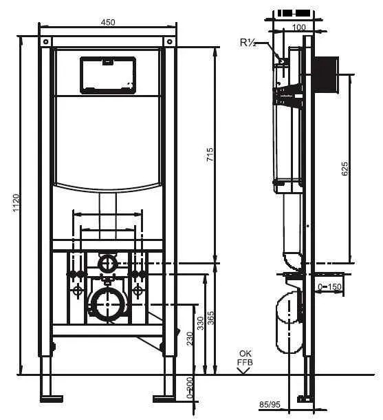 Sanit Инсталяція для унітазу 450 мм
