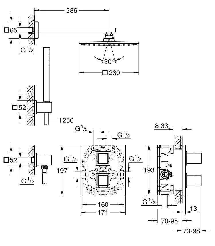 Душевая система с термостатом Grohe Cube 34506000
