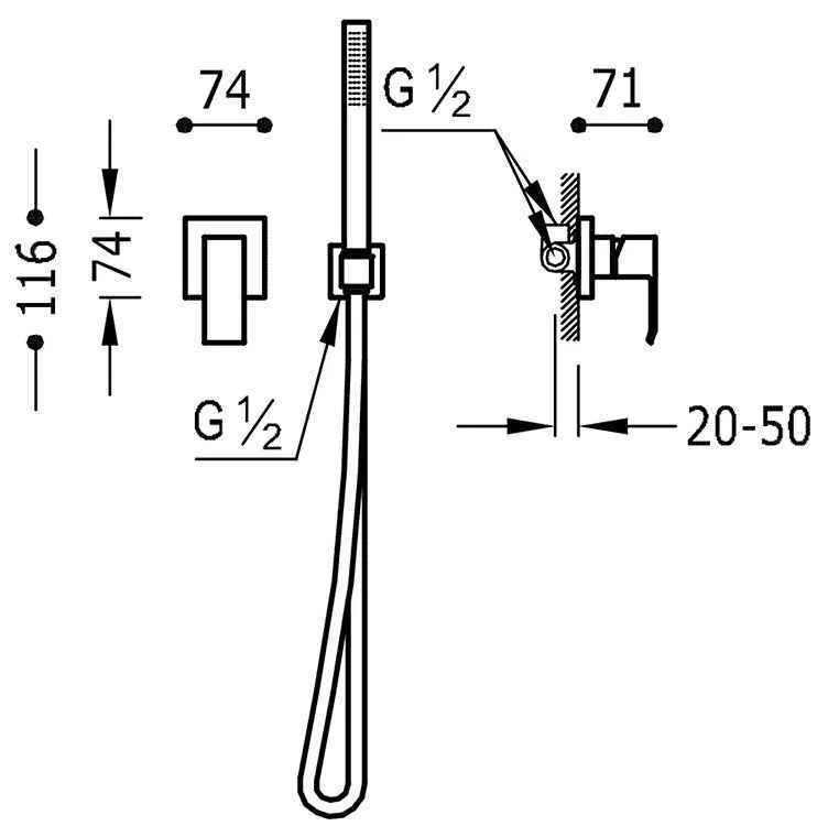 Набор: Смеситель с душевым набором Tres 0617703
