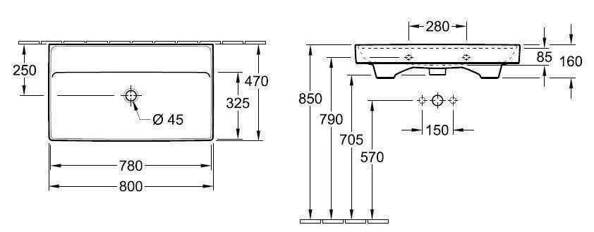 Підвісний умивальник Villeroy and Boch Collaro 4A3383RW