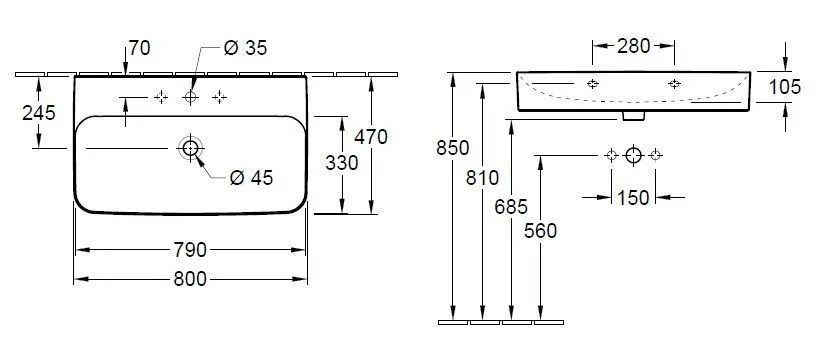 Умывальник подвесной Finion Villeroy & Boch 416881RW