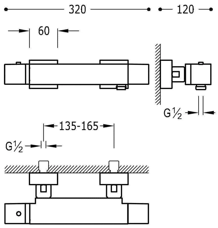 Набор: Термостат для душа з душовим набором  Cuadro Tres 007164039OM